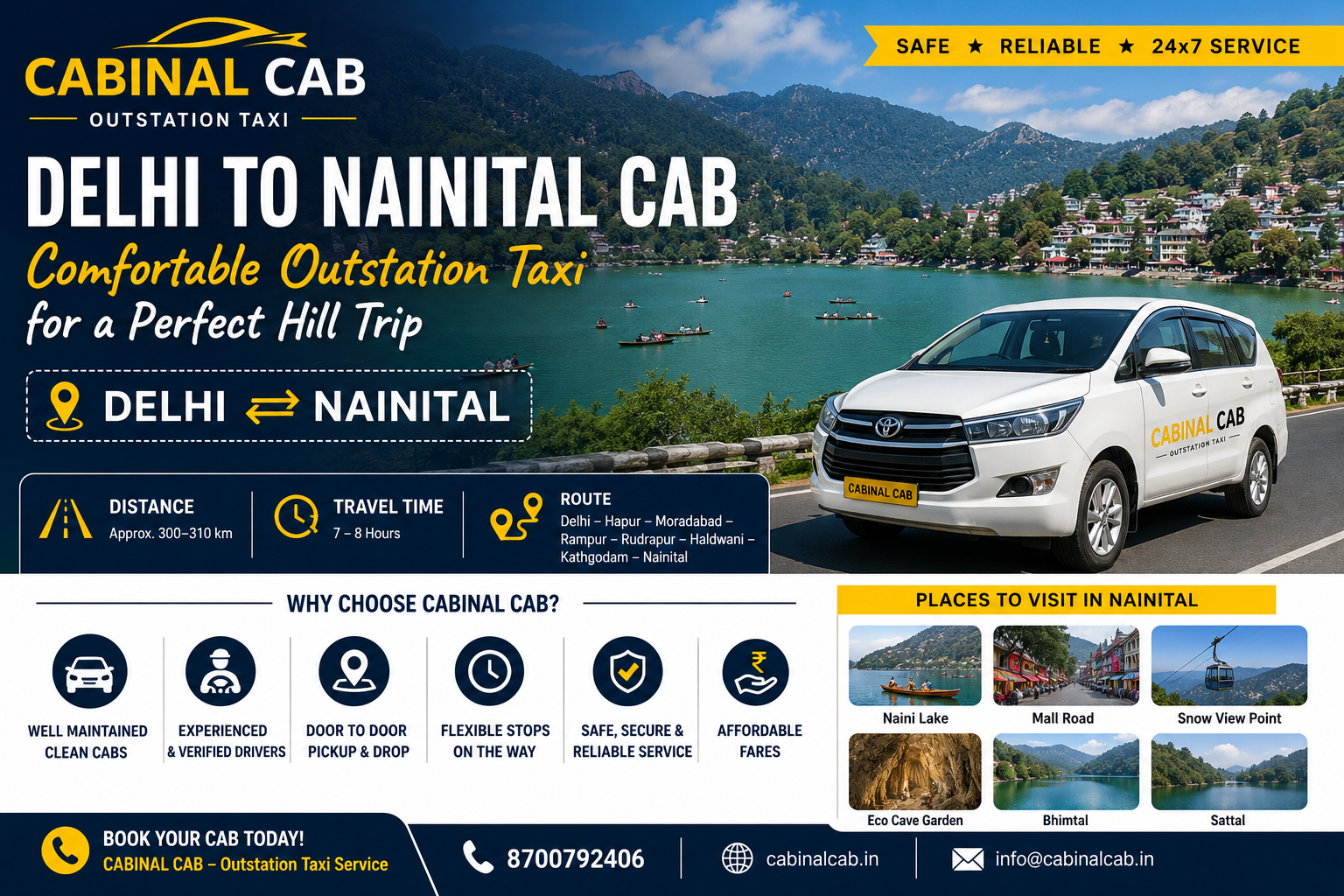 Delhi to Nainital Cab – Comfortable Outstation Taxi | Cabinal Cab